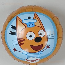 Шар (18''/46 см) Круг, Три Кота, Коржик, Желтый